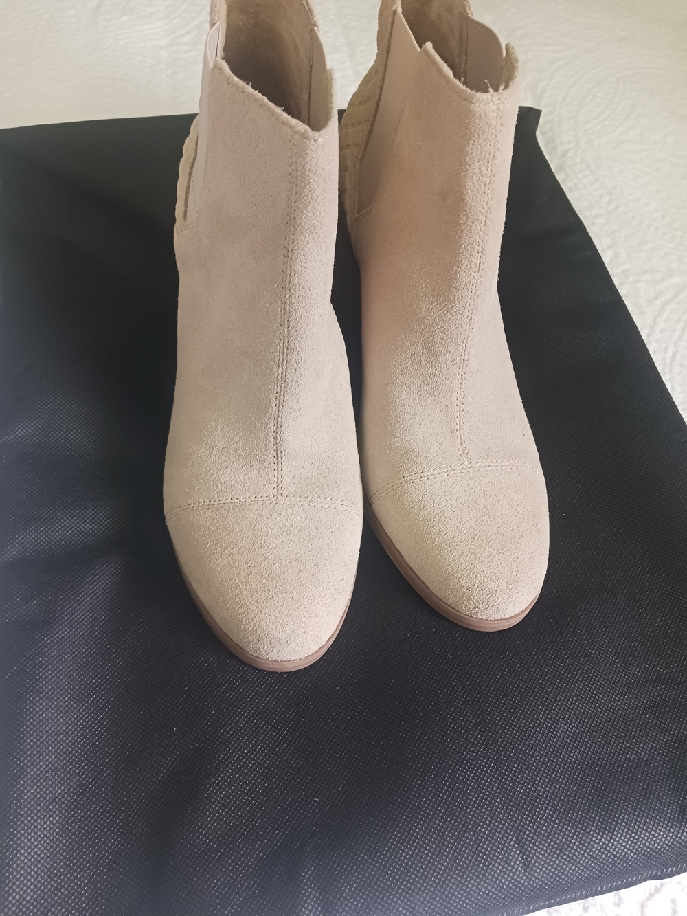 Toms Suede Ankle Booties in Light Taupe